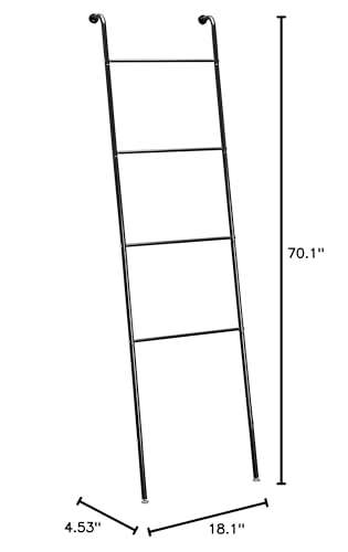 SunnyPoint Classic Home, Bath, Bedroom, Closet Leaning Ladder Rack (BLK) 6