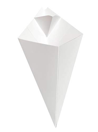 25 pcs Food Cones with Dip Pocket, Kraft Paper French Fries Cones with Dipping Sauce Compartment. (White) 4