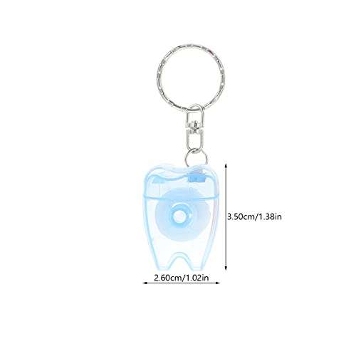 DOITOOL 6Pcs Dental Floss Picks， DOITOOL 6Pcs Dental Floss Keychain Portable Cleaning Mint Tooth Cleaner with Tooth Shape Box Oral Hygiene Supplies for Travel (Random Color) 3