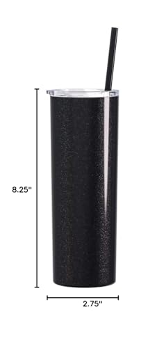 Maars Skinny Steel Stainless Steel Tumbler, 20 oz | Double Wall Vacuum Insulated (Black Glitter) 3