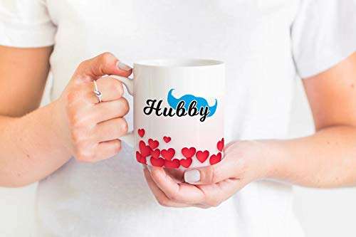 Purezento "Hubby Wifey Heart" Couple Ceramic Tea/Coffee Mug for Valentine Day Gift for Girlfriend, Boyfriend,Husband and Wife,Friends,Anniversary,Hubby Wifey,Birthday ,Set of 2 4