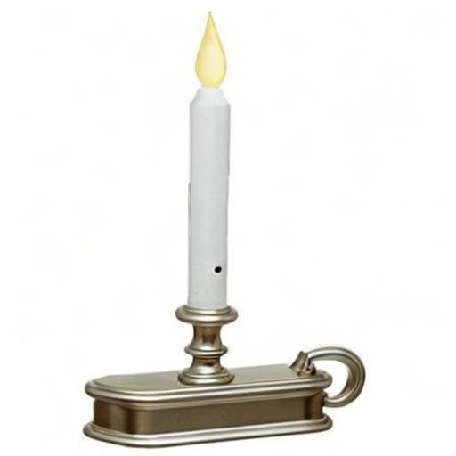 Window Candle with Light Sensor, Orange Flame, Pewter Base, FPC1225P 3