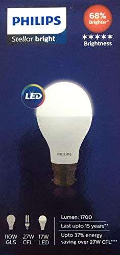 Philips Base B22 17-Watt LED Bulb (Pack of 2, Cool Day Light) 4