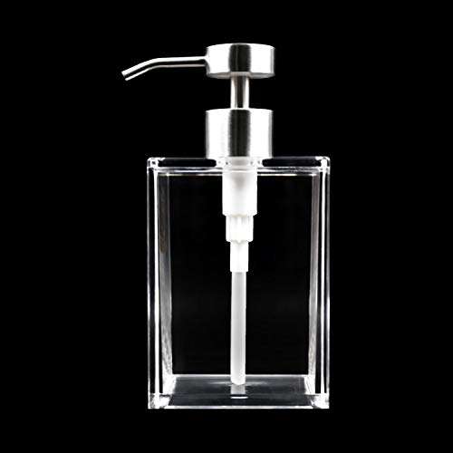 HONJAN Hand Dish Soap Dispenser,18oz Clear Square Acrylic Soap Dispenser with 18/8(304) Stainless Steel Pump 2