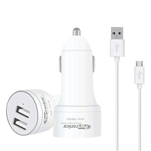 Portronics Car Power 2T 2.4A Car Charger with Dual USB Ports, White 2