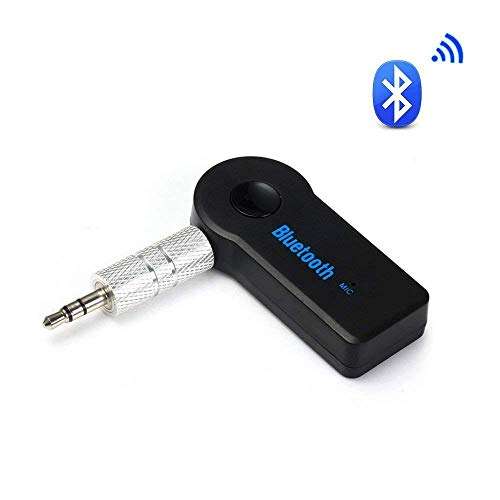 Car Bluetooth for Micromax Canvas Xpress 2 E313 Wireless Adapter 3.5mm Jack Aux Cable Audio Receiver with MIC Speaker Stereo System FM Transmitter Music Receiver Phone Receiver - Black 3