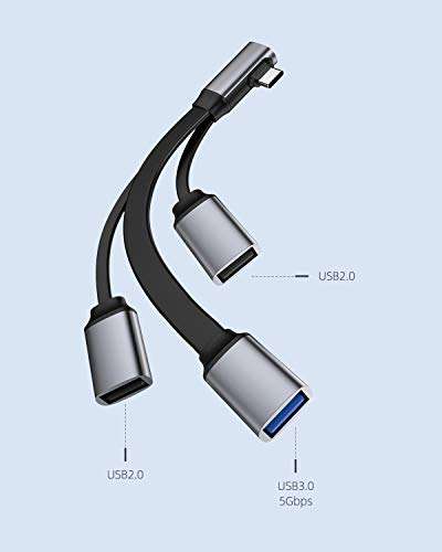 Hagibis USB-C Hub, Type-C Cable OTG Adapter with USB 3.0, USB 2.0, USB C Portable Extension Cable for MacBook Pro, iPad Pro, ChromeBook, XPS, Samsung Galaxy S10/S9, Surface (USB x 3) 3