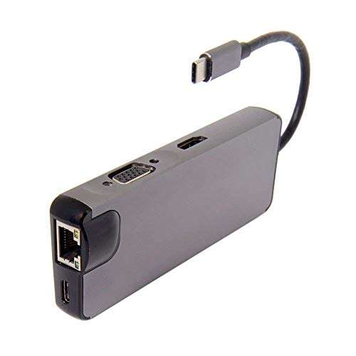 Ganix USB C Type HUB 8 in 1 Adapter, Multi Port Dongle Type-C to USB 3.0 Ports, 4K HDMI, PD Fast Charging, 100Mbps Ethernet SD/TF Card Slot for for MacBook, Chromebook, DELL and Other Type C Devices 5