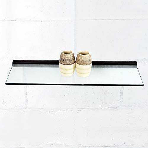 Deco Window 36" X 9" Tempered Glass Shelf for Wall Floating Shelves 8mm Thick Bathroom Storage Organizer with Concealed Mount (Black) 6