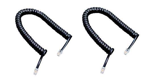 FEDUS 6.5ft Black Telephone Extension Coil Cable Cord 2 Meter Pack 2 2