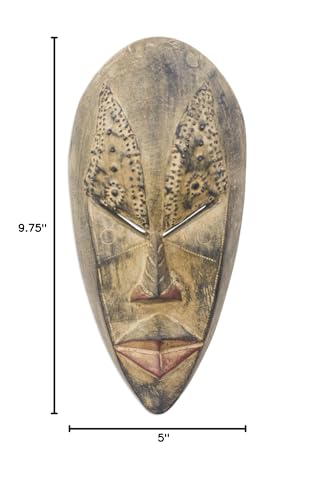 NOVICA Hand Carved African Wall Mask 'Brilliant Mind' 6