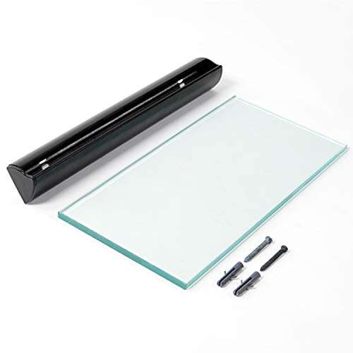 Deco Window 36" X 9" Tempered Glass Shelf for Wall Floating Shelves 8mm Thick Bathroom Storage Organizer with Concealed Mount (Black) 3