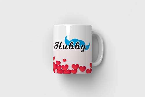 Purezento "Hubby Wifey Heart" Couple Ceramic Tea/Coffee Mug for Valentine Day Gift for Girlfriend, Boyfriend,Husband and Wife,Friends,Anniversary,Hubby Wifey,Birthday ,Set of 2 5