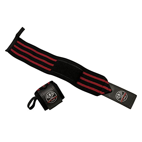 Swoll Daddy Wrist Wraps - 18" Premium Grade with Thumb Loops - Wrist Support Brace - Men & Women - Strength Training, Crossfit, Powerlifting, Weight Lifting (Black/Red) 4