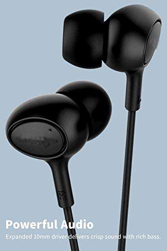 Sachdeal Earphone For Oppo R819 Universal Earphones Headphone Handsfree Headset Music with 3.5mm Jack Hi-Fi Gaming Sound Music Wired in-line 10mm Powerful Extra Bass Driver and HD Stereo Audio Sound with Mic Volume Control Passive Noise Cancelling Dynamic Ergonomic & Secure-fit Original Best High Sound Quality Earphone R50 A- Black 4