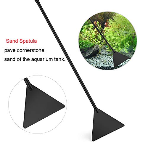 Aquarium Aquascaping Tools Kits Black, 4 in 1 Aquatic Plant Aquascaping Tool Stainless Steel Anti-Rust Scissor Tweezers Spatula for Fish Tank Clean Aquatic Plant Tool Set for Aquariums and Fish Start 5