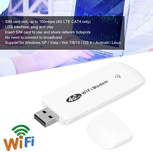 USB WiFi Modem Dongle, 4G USB WiFi Dongle Adapter LTE TDD FDD GSM Car WiFi Mini Wireless Router with SIM Card Slot USB Network Adapter 4