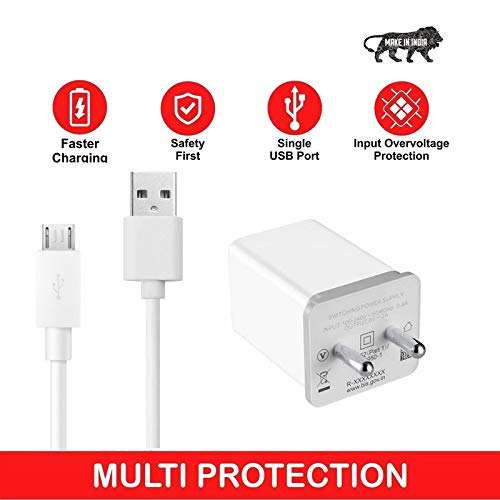 Fast Charger for Coolpad Note 5 Lite / Coolpad Note5 Lite Charger Original Adapter Like Mobile Charger | Power Adapter | Wall Charger | Fast Charger | Android Smartphone Charger | With 1 Meter Micro USB Cable Charging Cable Data Cable (2.4 Amp,CC-OPPO, WHITE) 6