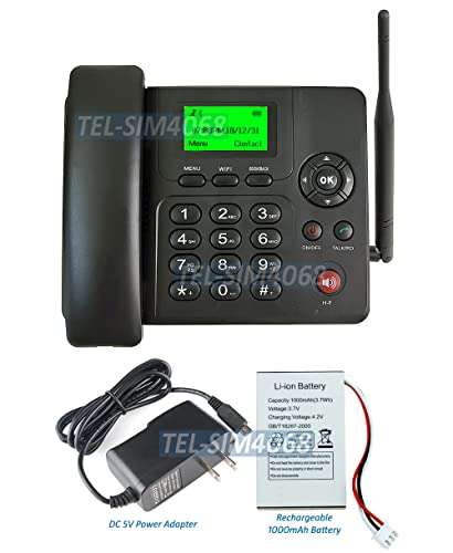 AllAboutAdapters 4G Voice LTE 3G WCDMA Desk Phone with Text Message Mail FM Tuner (TEL-SIM4068) 4