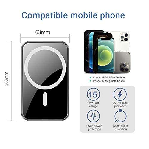 Magnetic Car Wireless Charger Mount, Automatic Magnetic Qi Fast Charging Car Air Vent Phone Stand Compatible with iPhone 12/12 Mini/12 Pro/12 Pro Max All Qi Devices (Black) 5