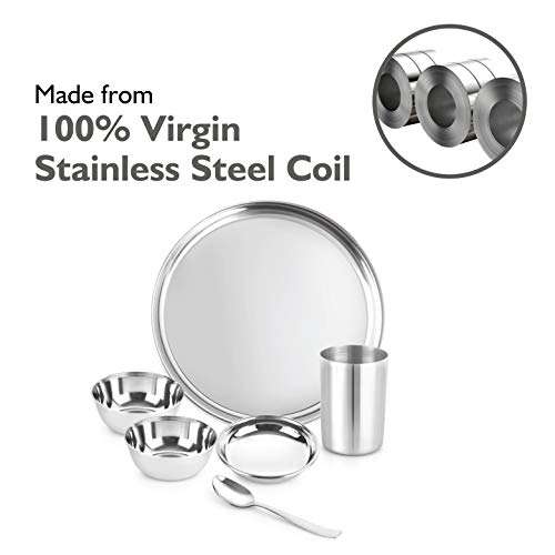 Cello Steelox Stainless Steel Dinner Set, 6pcs, Silver 4