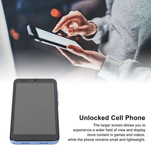 Rino7 Pro Unlocked Cell Phone, 5.45in 854x480 Unlocked Mobile Phones Ultrathin Smartphone with Ultrathin Touch Screen, Unlocked Android Phone, RAM 512MB ROM 4GB, Dual Cards Dual Standby(Blue) 4