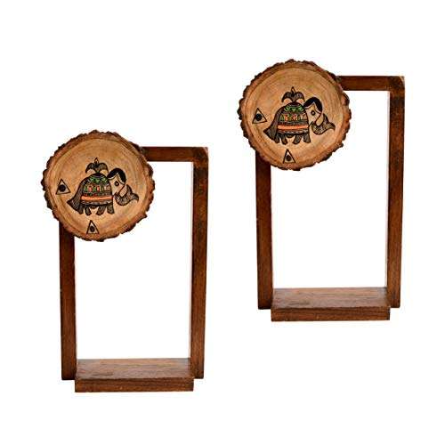 Aakriti Art Creations Wall Décor Brown Wooden Shelf, Set of 2 4