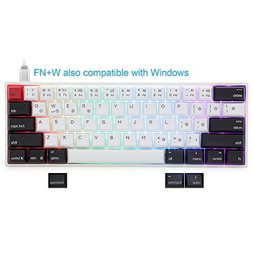 KOqwez33 Portable Advanced Keyboard for Notebook Computer, AK61 Gaming Keyboard RGB Backlit Wide Compatibility Comfortable E-Sports Type-C Mechanical Keyboard for Home - Red Axle 6
