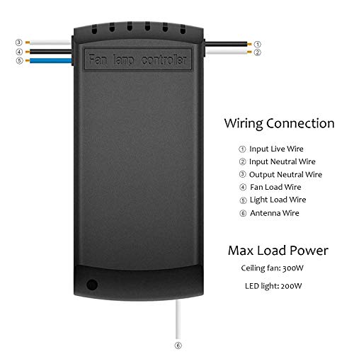 Universal Ceiling Fan Remote Control Kit 3-in-1 Ceiling Fan Light Timing & Speed Wireless Remote Control and Receiver Kits for Ceiling Fan Lamp 6