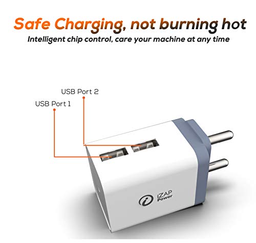 iZAP Power 2.4 Amp Dual Port Charger Adapter | Fast Charging | CH-203 with 1m Charging Wire | 1 Year Warranty 6