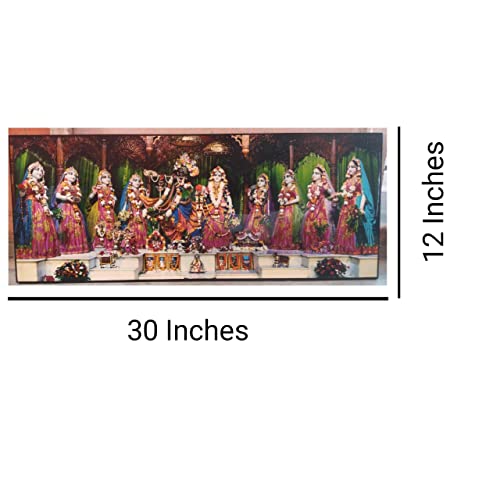 Templeshop Mayapur Iskcon Radha Madhav Asta Sakhi Photo Frame,Made by ply Wood for Home & Temple Decoration Size 12/30 inches 3