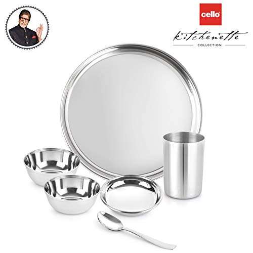 Cello Steelox Stainless Steel Dinner Set, 6pcs, Silver 3