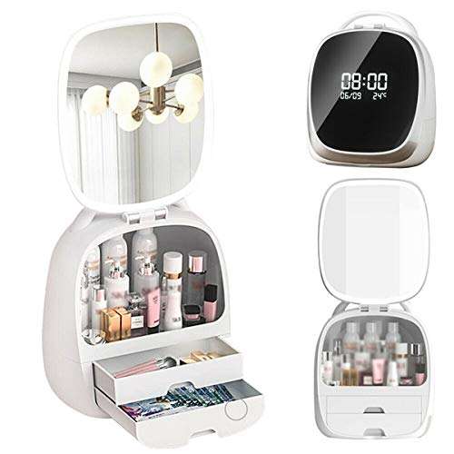 Juflix Smart Makeup Organizer Box, LED Display, Modern Jewelry and Cosmetic Storage Display Boxes with LED Lighted Mirror, Cosmetic Storage for Bathroom, Dresser, Vanity (XL, Multicolour) 3
