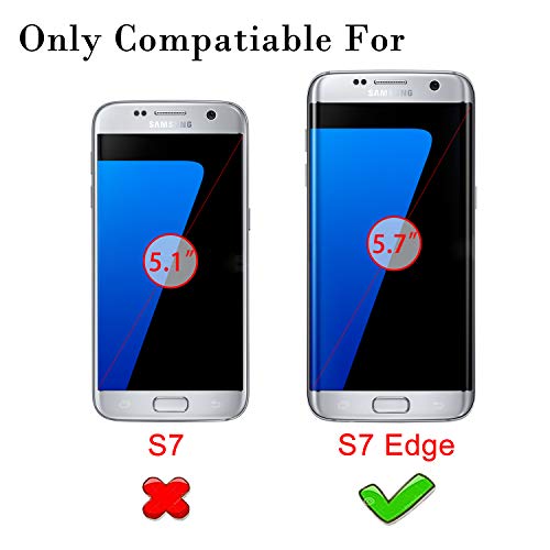 LeYi Compatible with Galaxy S7 Edge Case (Not Fit S7) with 3D Pet Screen Protector[2PCS] for Girls Women, Glitter Shiny Diamond Clear Phone Case for Samsung Galaxy S7 Edge, Teal/Purple 3