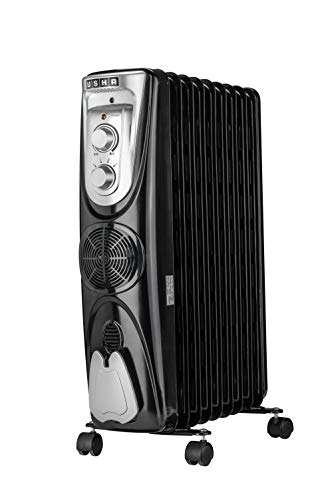 USHA 3811 F 2300-Watt Oil Filled Radiator (Silver & Black) 2