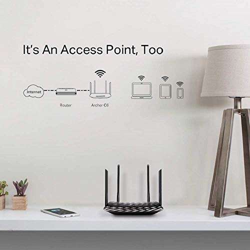 TP-Link Archer C6 Gigabit Router Wi-Fi Dual Band AC1200 Wireless, 5 Gigabit Ports, 4 External Antennas and 1 Internal Antenna, Access Point Mode, MU-MIMO AC1200,MESH Router 300 Mbps Router (Black 6
