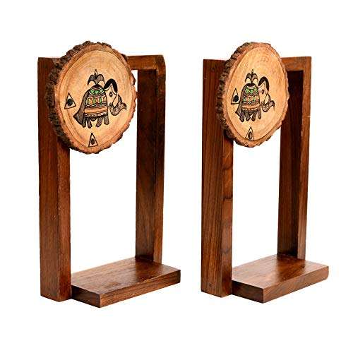 Aakriti Art Creations Wall Décor Brown Wooden Shelf, Set of 2 3