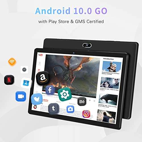 Android 10.0 Tablet 10 inch qunyiCO Y10 (10.1''), 2GB RAM 32GB Storage, 2MP+8MP Dual Camera, Quad-Core Processor, 1280x800 IPS HD Display Screen, Wi-Fi Bluetooth 5000mAh, GMS Certified Black 6