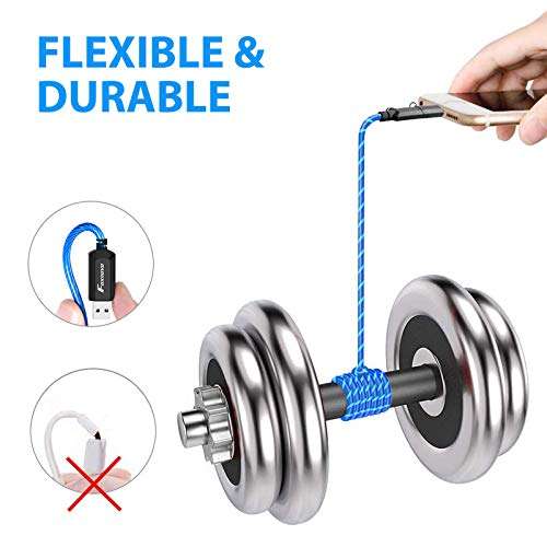 [Apple MFi Certified] Foxnovo Led iPhone Charger Cable, 2-in-1 Led Lightning Cable with 360░ Flowing Light for iPhone 12/11 /11 Pro/XS/XR/X/8/8 Plus/7/7 Plus/6/6 Plus/5s/Android (Blue),3.3 ft 6