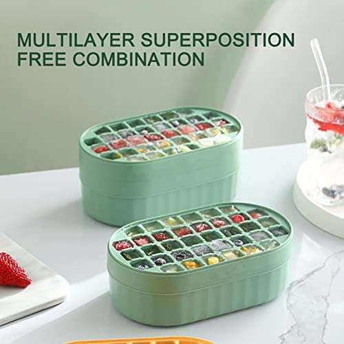 Haofy 72 Grids Ice Cube Tray with Lid and Storage Bin, Stackable Ice Mold Tray, Ice Cube Container for Freezer with Lid(Green) 3