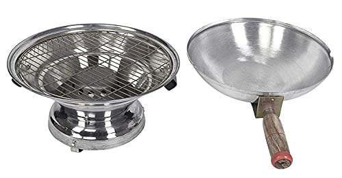 AquaDart Aluminum Tandoor Bati Maker Baking Oven, 25 x 25 x 35 cm, Silver Gas Tandoor, Barbecue Grill Food Steamer Cookware Set (Aluminium, 1 - Piece) 5