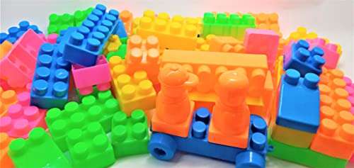 A.M. TOYS Building Block with Wheels | Puzzle Assemble Indoor Brain Game Creative Activity Educational Learning Train Bricks Blocks for Kids Increase Skill of Children (1 Packet - 51 Pcs), Multicolor 5