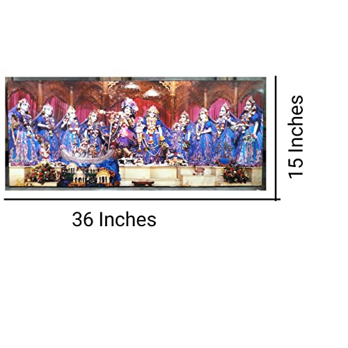 Templeshop Mayapur Iskcon Radha Madhav Astasakhi Photo Frame,for Home & Templ e Decoratction,Made by Ply Wood Plastic Size (15/36 Inches) 6