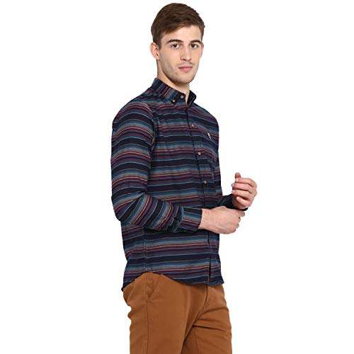 Red Tape Men's Striped Regular fit Casual Shirt (RSF8530A_Dark Blue L) 6