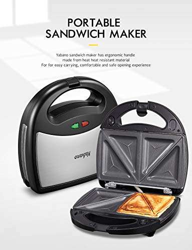 Sandwich Maker 3 in 1, Waffle Make with Removable Plate, Electric Panini Press Grill, Sandwich Toaster with Detachable Non-stick Coating, LED Indicator Lights, Cool Touch Handle, Black 4