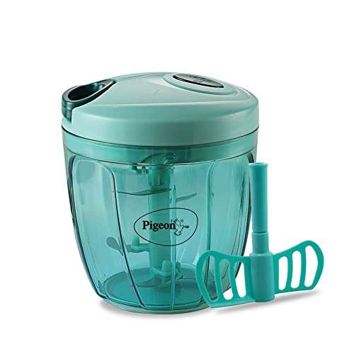 Pigeon Handy Chopper with 5 Stainless Steel Blades and 1 Plastic Whisker (14077 , XL, Green) & Gas Lighter Smart with free 1 knife 3