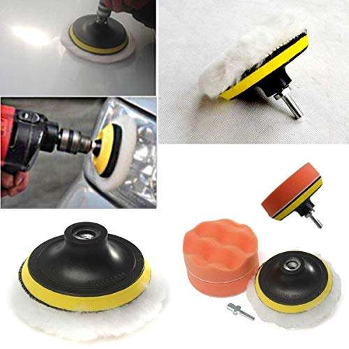 DIY Crafts 3" inch 80mm Compound Drill Buffing Sponge Pads(Polishing Pads, 1 Woolen Buffer and 1 Thread Drill Adapter, M10 Universal Adopter Choice Available (Design # No 2, Pack of 11 Pcs) 5