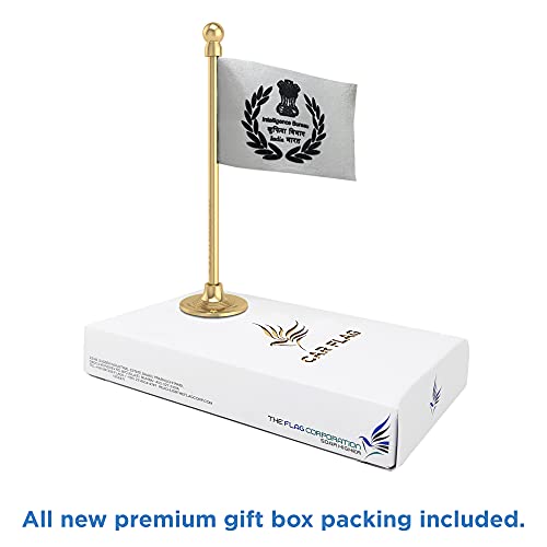 The Flag Corporation IB Intelligence Bureau Car Dashboard Flag 2in x 3in with a Stainless Steel Sublime Gold Base 6