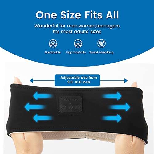 Bluetooth Sports Headband, Sleep Headphones Wireless, Music Headband Perfect for Sleeping, Workout, Fitness, Yoga, Insomnia, Air Travel and Meditation (Black) 6