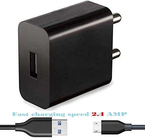 Fast Charger for Oppo A83 Charger Original Adapter Like Mobile Charger | Power Adapter | Wall Charger | Fast Charger | Android Smartphone Charger | Battery Charger | Hi Speed Travel Charger With 1 Meter Micro USB Cable Charging Cable Data Cable (2.4 Amp,RE, BLACK) 3